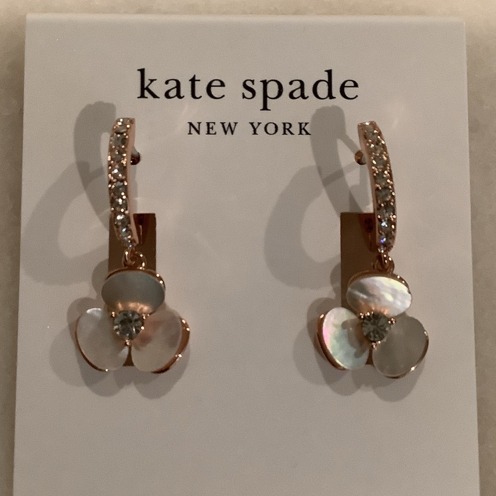 kate spade Rose Gold Mother-of-Pearl Flower Drop Earrings, Brand New